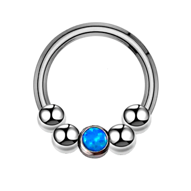 Aro Septum de Acero Quirúrgico con Bolitas y Ópalo