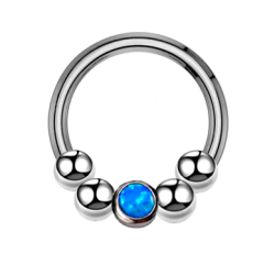 Aro Septum de Acero Quirúrgico con Bolitas y Ópalo