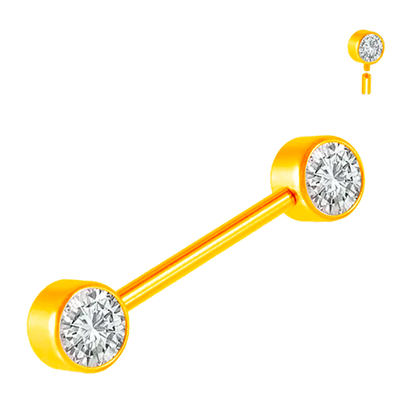 Piercing para Pezón de Titanio con Rosca Interna y Cristales