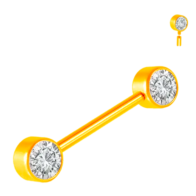 Piercing para Pezón de Titanio con Rosca Interna y Cristales