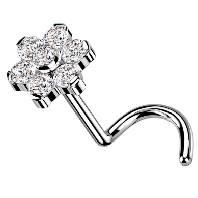 Nostril de Titanio con Circonita Cubica tipo Flor