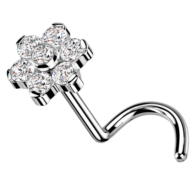 Nostril de Titanio con Circonita Cubica tipo Flor