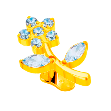 Microdermal de Titanio ASTM F136 estilo Flor con Circonitas Cúbicas