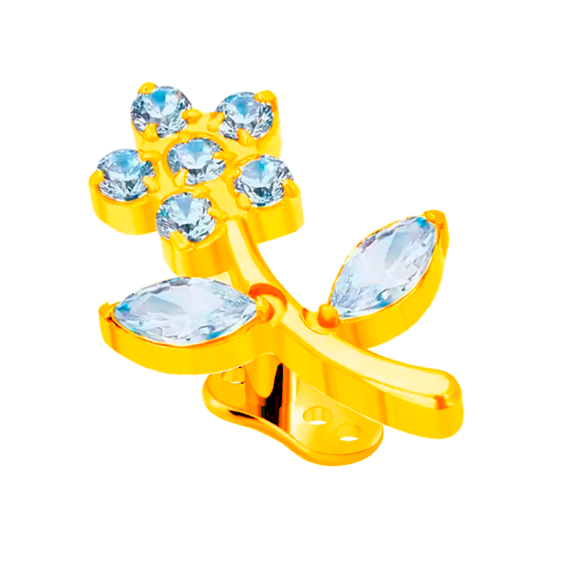 Microdermal de Titanio ASTM F136 estilo Flor con Circonitas Cúbicas