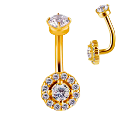Piercing Rook de Acero Quirúrgico Bañado en Oro con Cristales Premium Zirconia