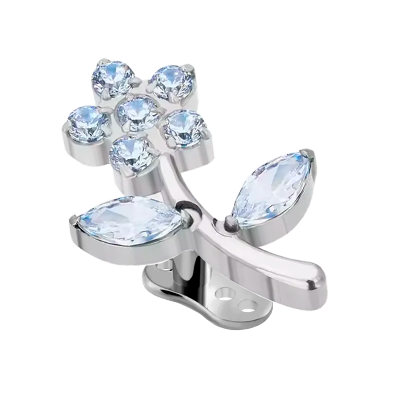 Microdermal de Titanio ASTM F136 con Circonitas Cúbicas tipo Flor