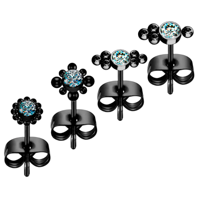 Pendientes de Titanio ASTM F136 con Cristal Premium Zirconia y Bolitas