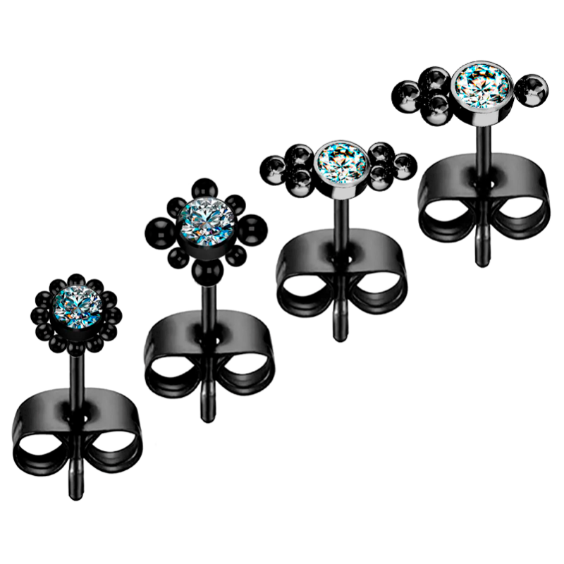 Pendientes de Titanio ASTM F136 con Cristal Premium Zirconia y Bolitas