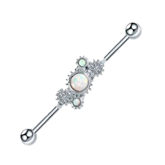 Piercing Industrial Barbell de Acero Quirúrgico con Ópalo