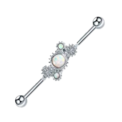 Piercing Industrial Barbell de Acero Quirúrgico con Ópalo