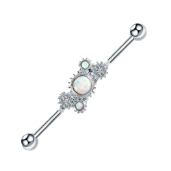 Piercing Industrial Barbell de Acero Quirúrgico con Ópalo