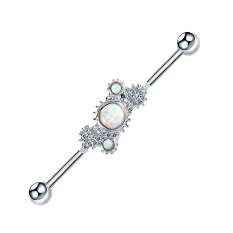Piercing Industrial Barbell de Acero Quirúrgico con Ópalo