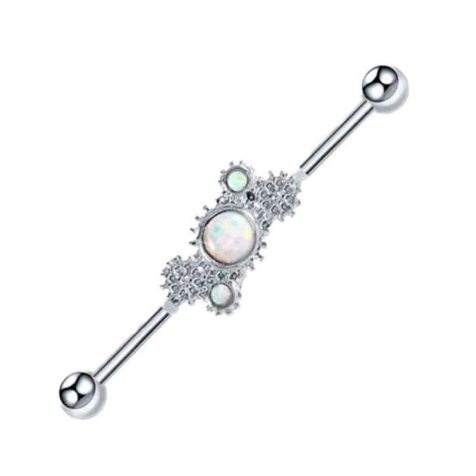 Piercing Industrial Barbell de Acero Quirúrgico con Ópalo