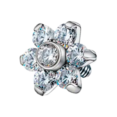 Recambio para Microdermal de Titanio ASTM F136 con Circonitas Cúbicas tipo Flor