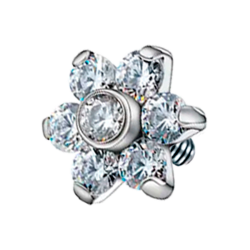 Recambio para Microdermal de Titanio ASTM F136 con Circonitas Cúbicas tipo Flor