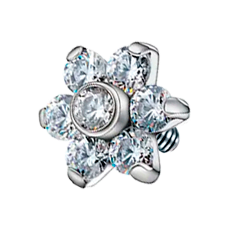 Recambio para Microdermal de Titanio ASTM F136 con Circonitas Cúbicas tipo Flor