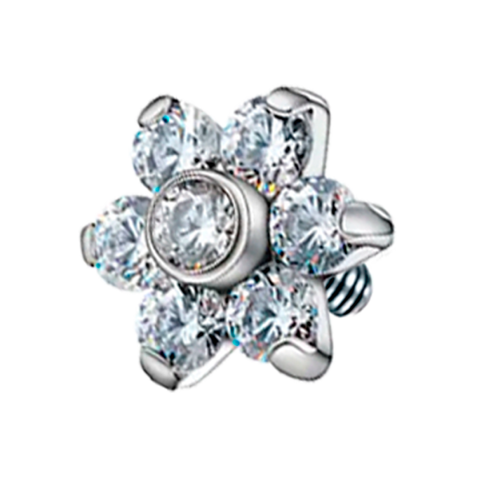 Recambio para Microdermal de Titanio ASTM F136 con Circonitas Cúbicas tipo Flor