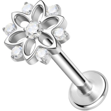 Hélix de Titanio ASTM F136 con Circonitas Cúbicas estilo Flor