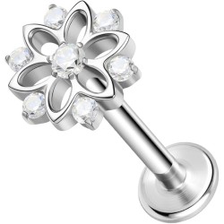 Hélix de Titanio ASTM F136 con Circonitas Cúbicas estilo Flor