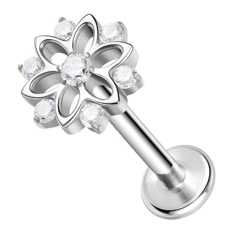 Hélix de Titanio ASTM F136 con Circonitas Cúbicas estilo Flor