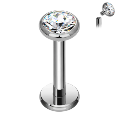 Labret Hélix de Titanio ASTM F136 con Rosca Interna y Circonitas Cúbicas