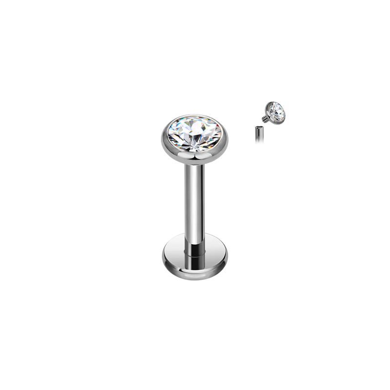 Labret Hélix de Titanio ASTM F136 con Rosca Interna y Circonitas Cúbicas