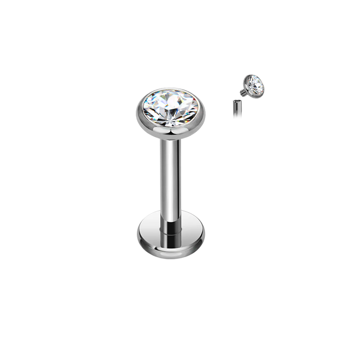 Labret Hélix de Titanio ASTM F136 con Rosca Interna y Circonitas Cúbicas