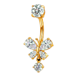 Piercing para Ombligo de Titanio ASTM F136 con Circonitas tipo Mariposa