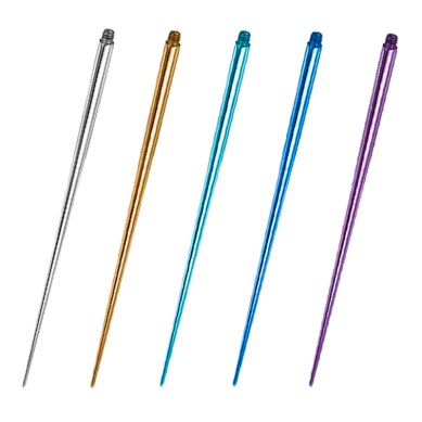 PIN Insertion de titanio ASTM F-136 de diferentes colores para piercings roscado internamente 0.9/1.2mm