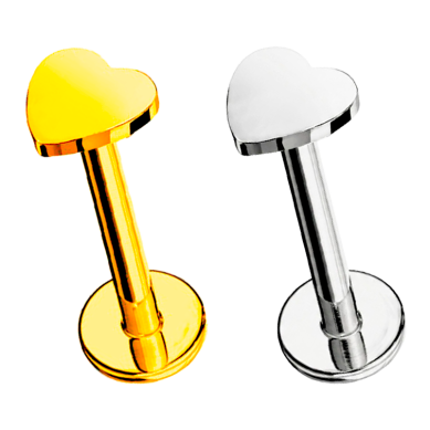 Piercing Labret de Titanio ASTM F136 tipo Corazón con Rosca Interna