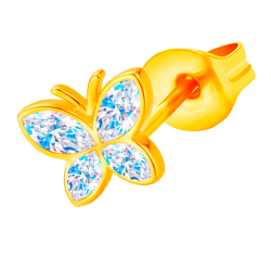 Pendiente de Acero Quirúrgico Bañado en Oro con Cristales Premium Zirconia estilo Mariposa