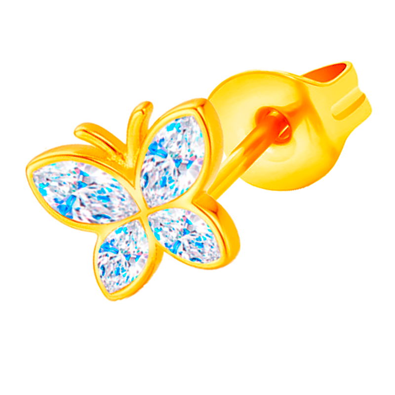 Pendiente de Acero Quirúrgico Bañado en Oro con Cristales Premium Zirconia estilo Mariposa