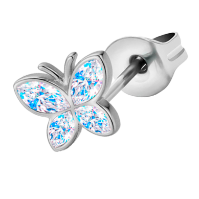 Pendiente de Acero Quirúrgico con Cristales Premium Zirconia estilo Mariposa