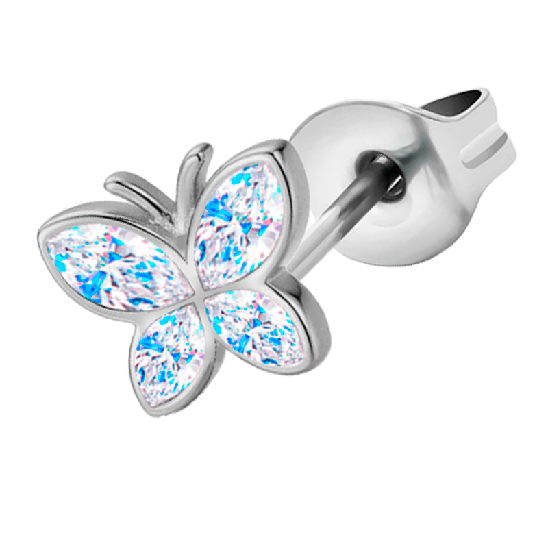 Pendiente de Acero Quirúrgico con Cristales Premium Zirconia estilo Mariposa