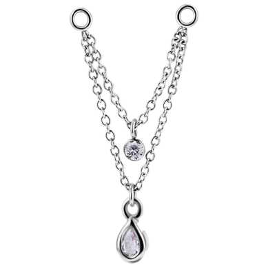 Cadena Doble de Acero Quirúrgico con Cristales Premium Zirconia