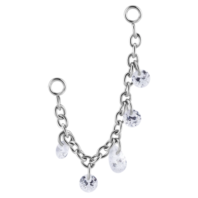 Cadena de Acero Quirúrgico de conexión simple con circonitas flotantes