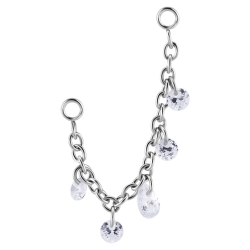 Cadena de Acero Quirúrgico de conexión simple con circonitas flotantes
