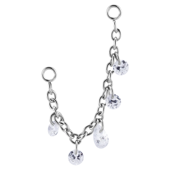 Cadena de Acero Quirúrgico de conexión simple con circonitas flotantes