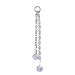 Cadena doble de Acero Quirúrgico plateado con Cristales Premium Zirconia para pendientes y piercings