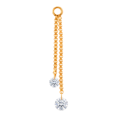 Cadena doble de Acero Quirúrgico Bañado en Oro con Cristales Premium Zirconia para pendientes y piercings