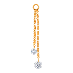 Cadena doble de Acero Quirúrgico Bañado en Oro con Cristales Premium Zirconia para pendientes y piercings