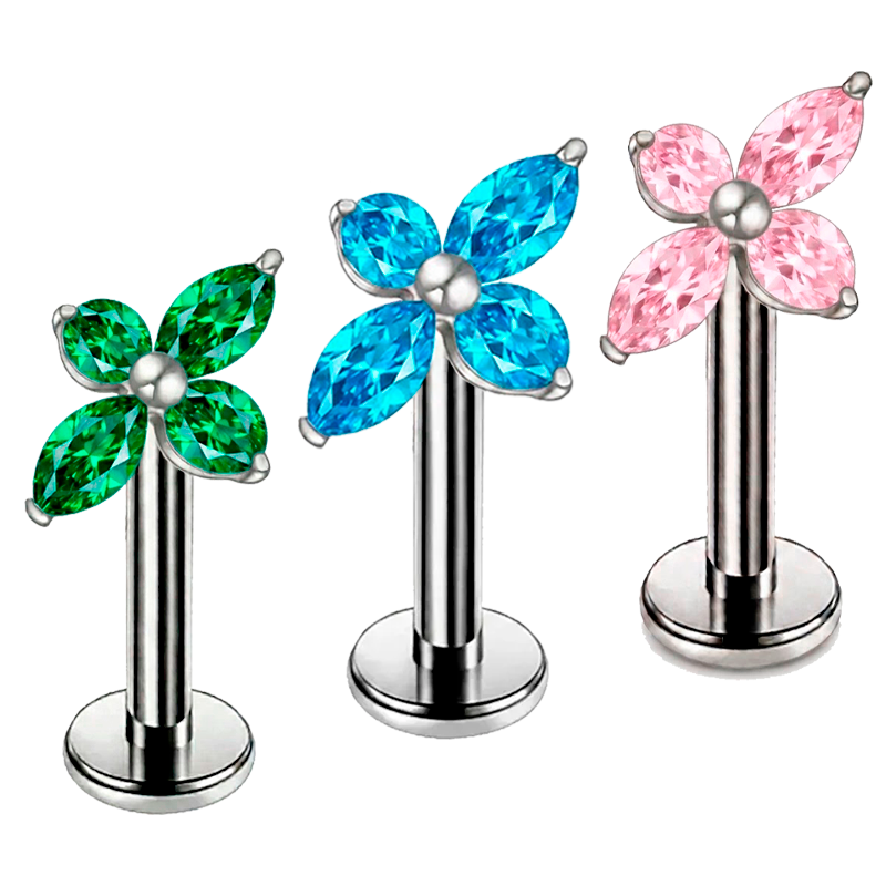 Piercing Hélix de Titanio ASTM F136 con Circonitas Cúbicas y Rosca Interna