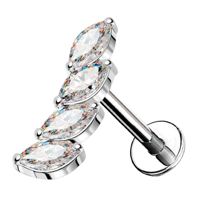 Piercing Hélix de Acero Quirúrgico 316L con Circonita cúbica Marquise