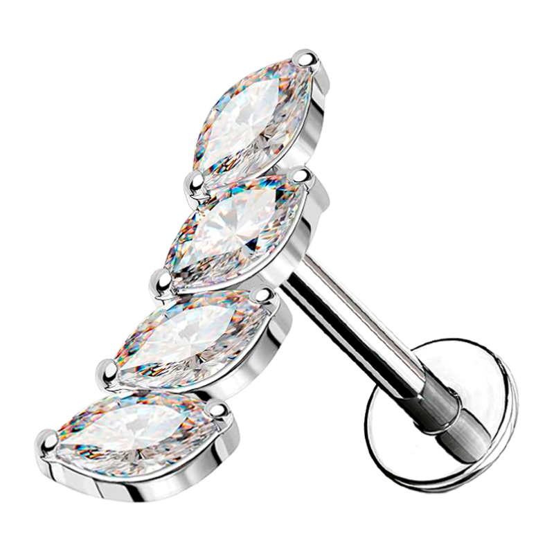 Piercing Hélix de Acero Quirúrgico 316L con Circonita cúbica Marquise