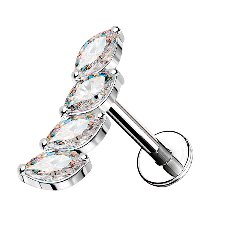 Piercing Hélix de Acero Quirúrgico 316L con Circonita cúbica Marquise