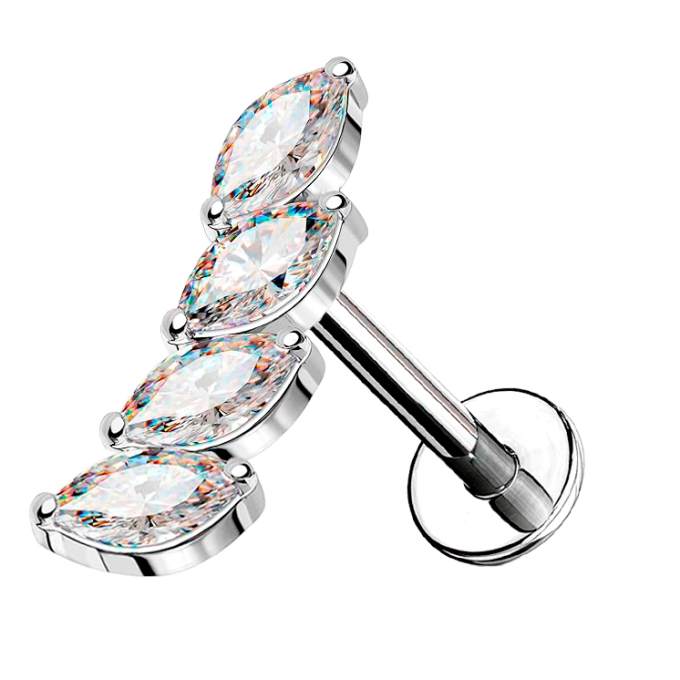 Piercing Hélix de Acero Quirúrgico 316L con Circonita cúbica Marquise