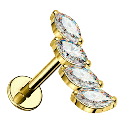 Piercing Hélix de Acero Quirúrgico 316L Bañado en Oro con Circonita cúbica Marquise