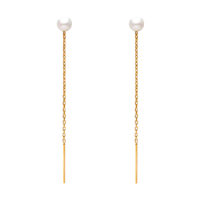 Pendiente estilo Cascada de Acero Inoxidable 316L Bañado en Oro con Perla Premium