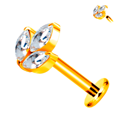 Hélix de Acero Quirúrgico 316L Bañado en Oro con Cristales Premium Zirconia estilo Marquise