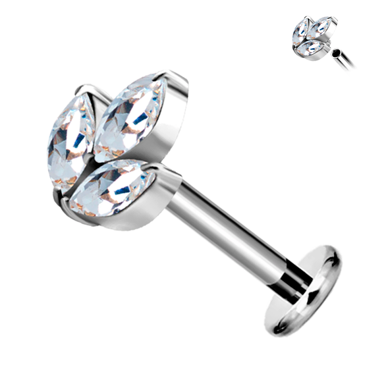 Hélix de Acero Quirúrgico 316L con Cristales Premium Zirconia estilo Marquise
